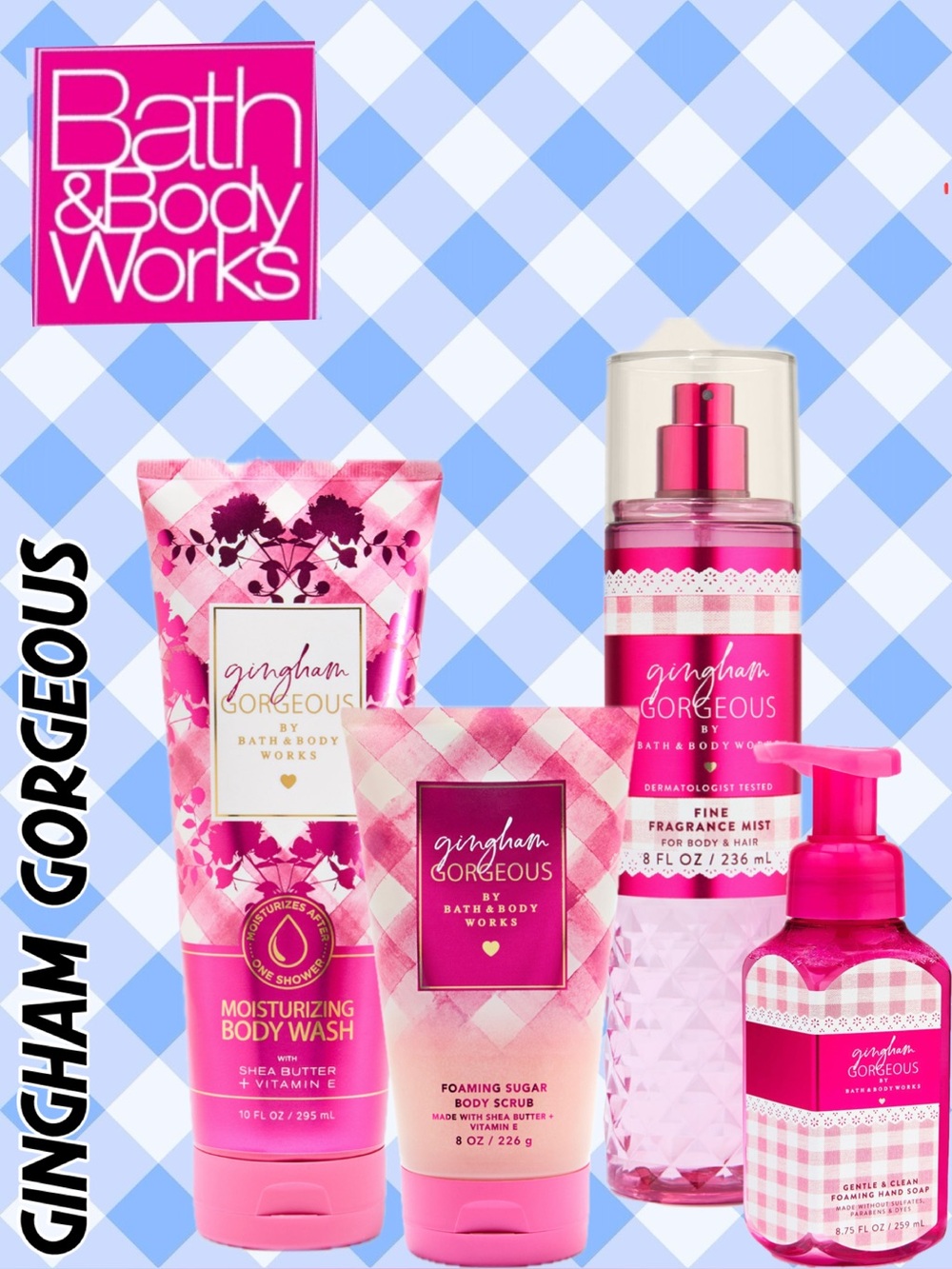 Bath & Body Works 4pc Bundle - GINGHAM  GORGEOUS